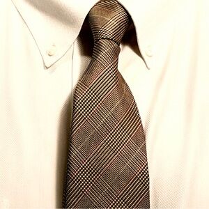 BARNEY’s New Work Tie / Necktie * Silk * Olive with Gold Medallions [55" x 3']